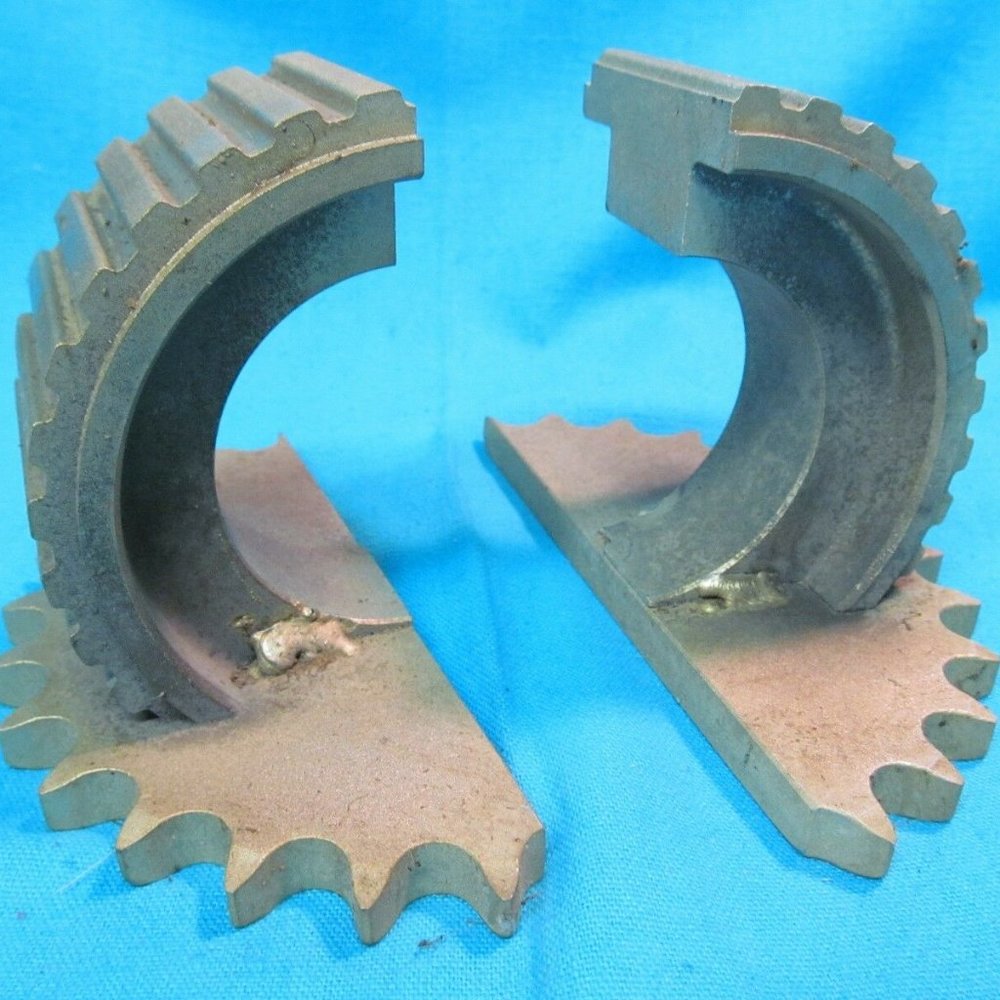 heavy vintage steampunk gear sprocket solid metal bookends book ends industrial